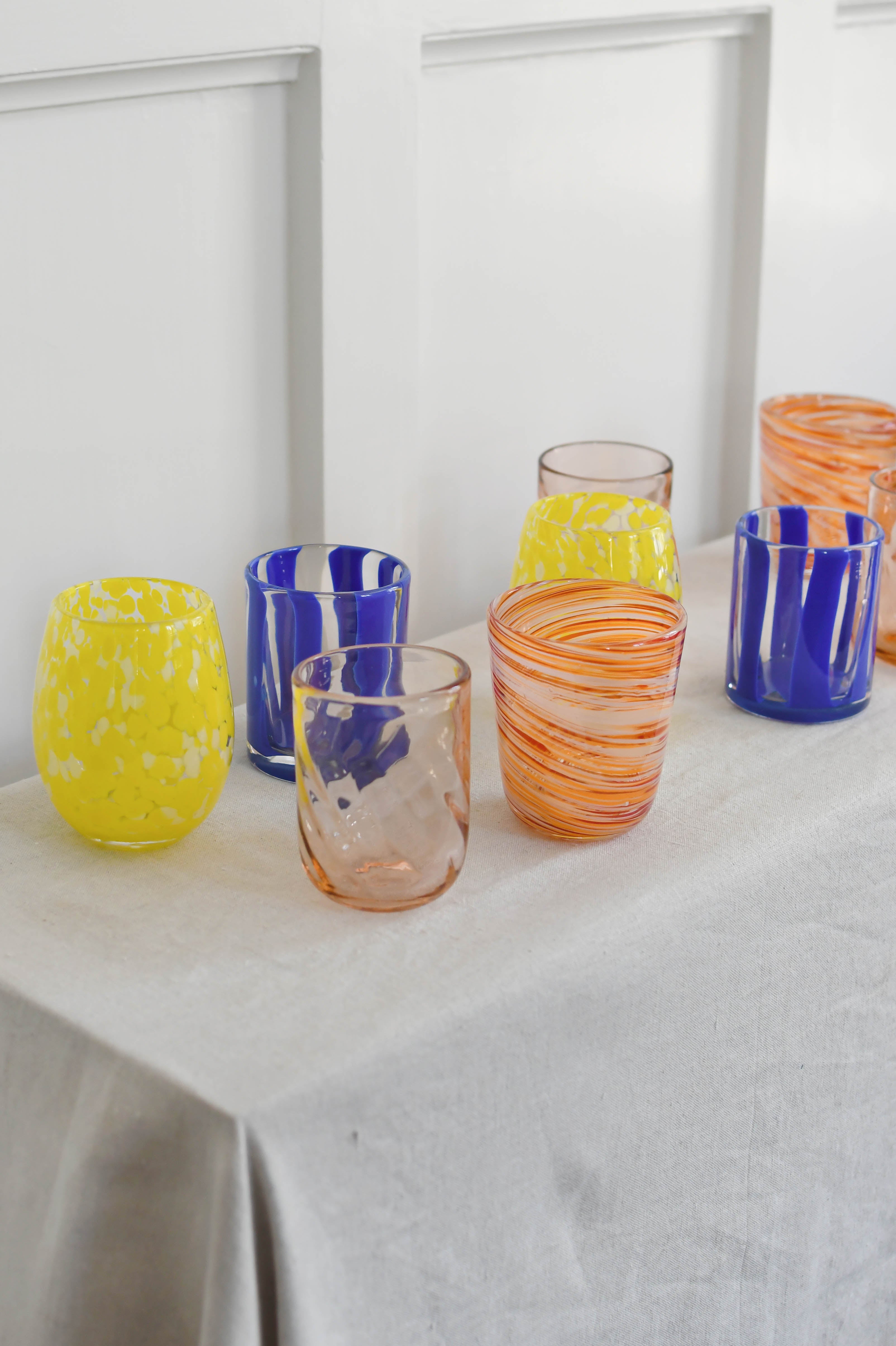 Multi Twist vandglas - orange/rød/beige